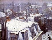 Gustave Caillebotte Snow-covered roofs in Paris France oil painting artist